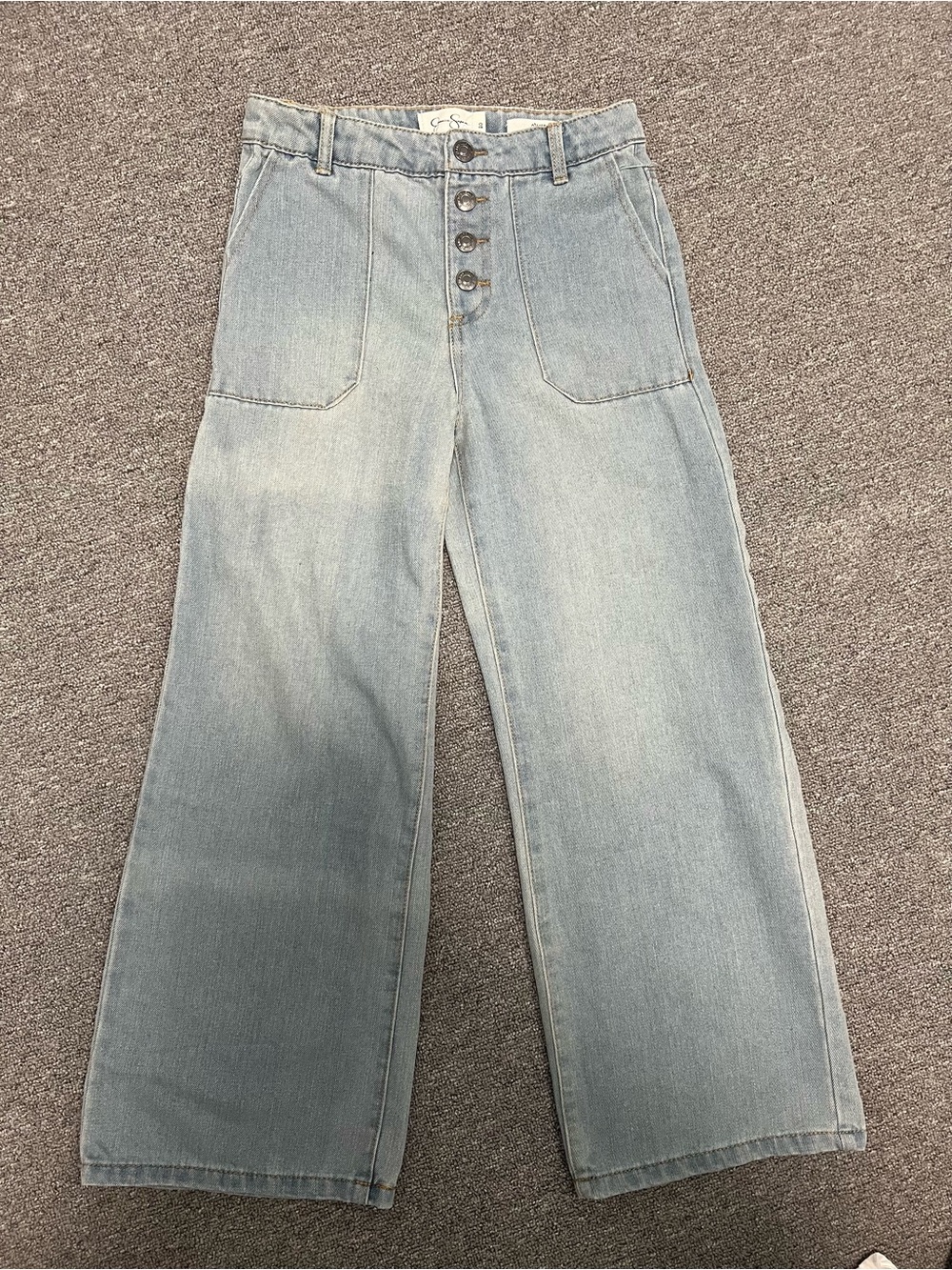 Jessica Simpson Girl Light Blue Wide-Leg Button-Front Jeans